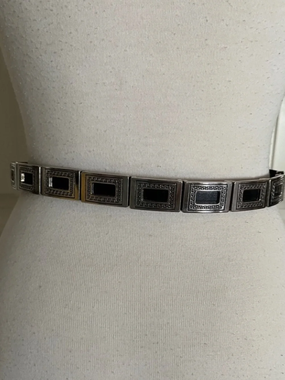 Black And Silver Leather Belt